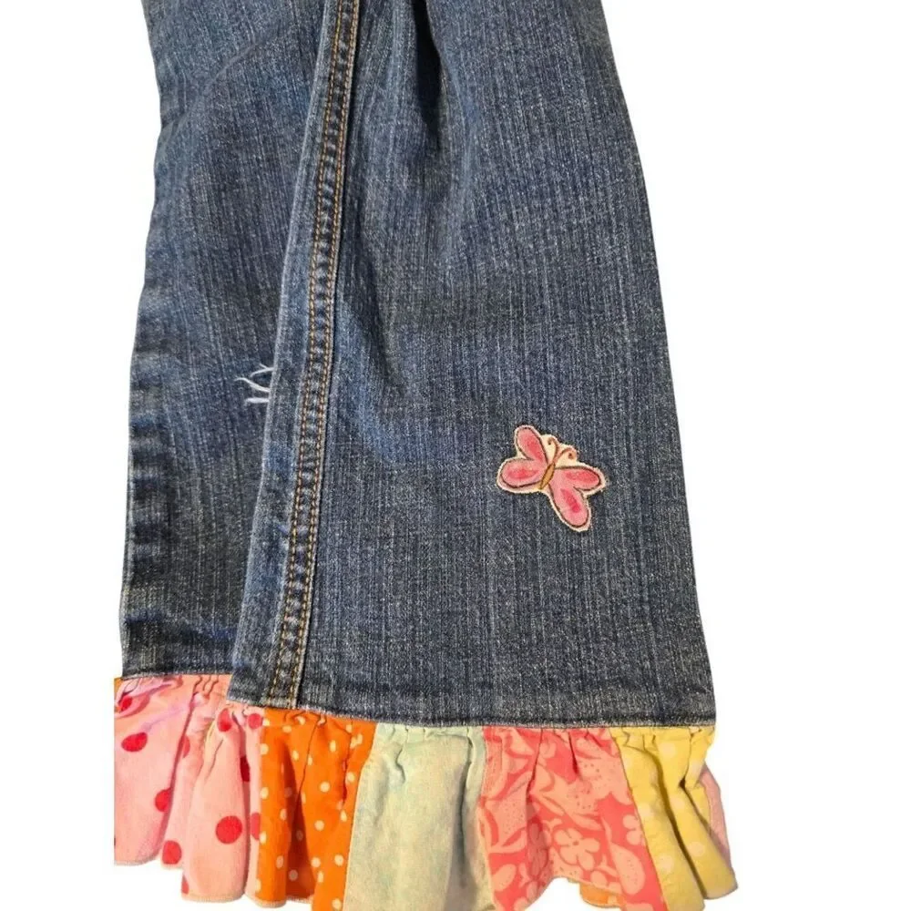 Childrens Place Bootcut Jeans With Ruffle Hem & Butterfly Patch